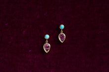 Load image into Gallery viewer, AMPHORA EARRINGS | Turquoise + Rhodolite Garnet