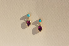 Load image into Gallery viewer, AMPHORA EARRINGS | Turquoise + Rhodolite Garnet